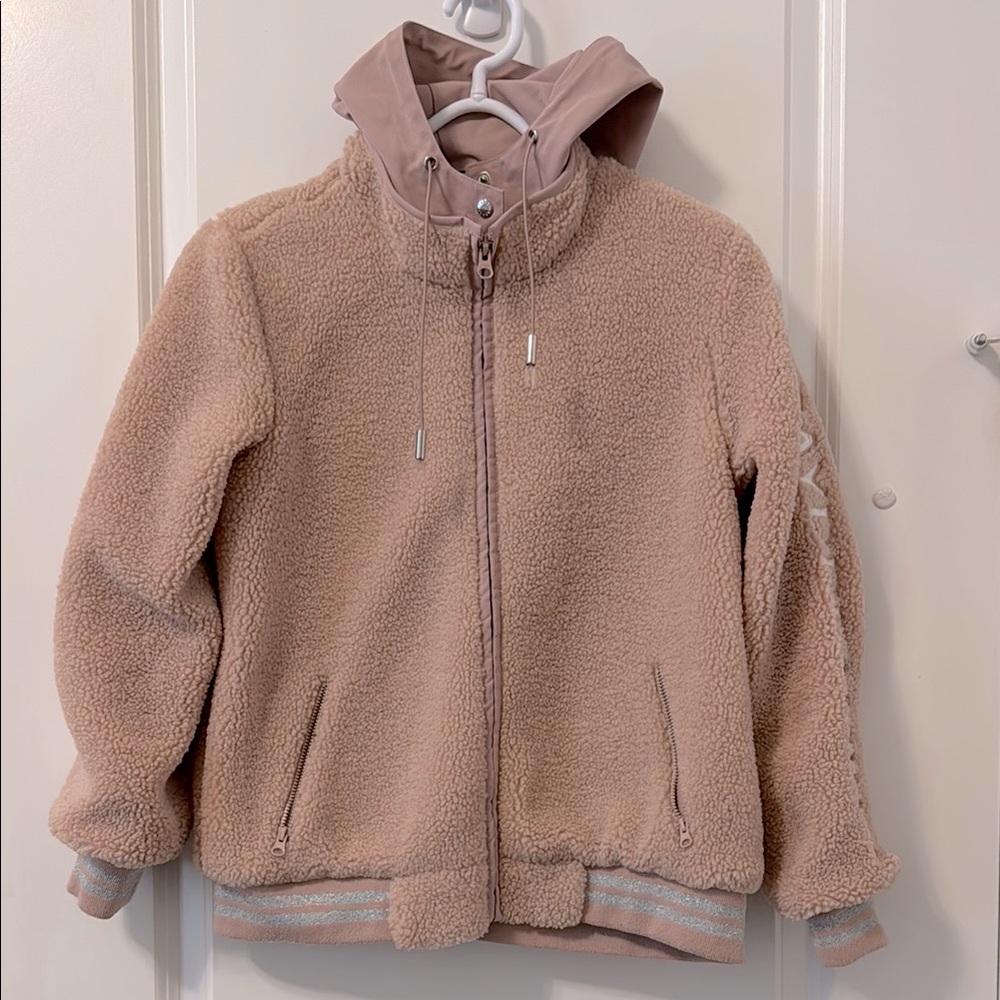 Pink Teddy Jacket with Embroidered Sleeve